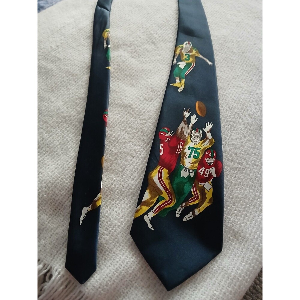 Vintage American Football Tie 1990s Sports Silk Necktie